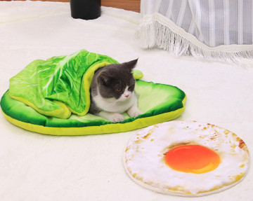 Pizza Cat Bed Set Warm Dog Pad Winter Cat Blanket