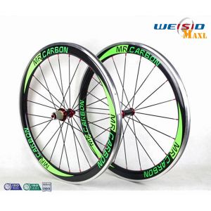 China 50mm Clincher Bicycle Aluminum Road Bike Wheels With Mrcarbon Logo wholesale