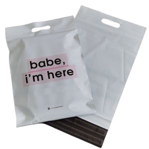China Customized Compostable Mailing Bag 100% Biodegradable Mailers Waterproof With Flexiloop Handle wholesale