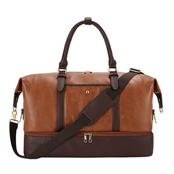 PU Leather Weekender Bag , Travel Duffel Bags With Shoe And Laptop Compartment