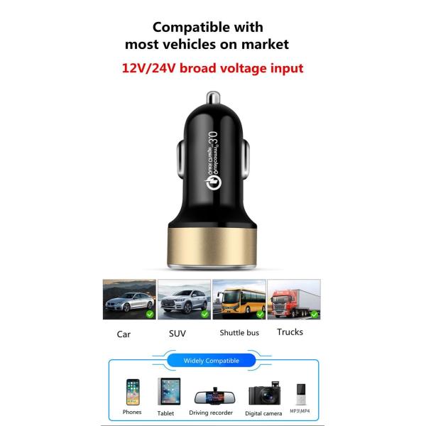 LCD Type C Car Charger PD 6A 36W QC3.0 For IPhone Huawei Xiaomi
