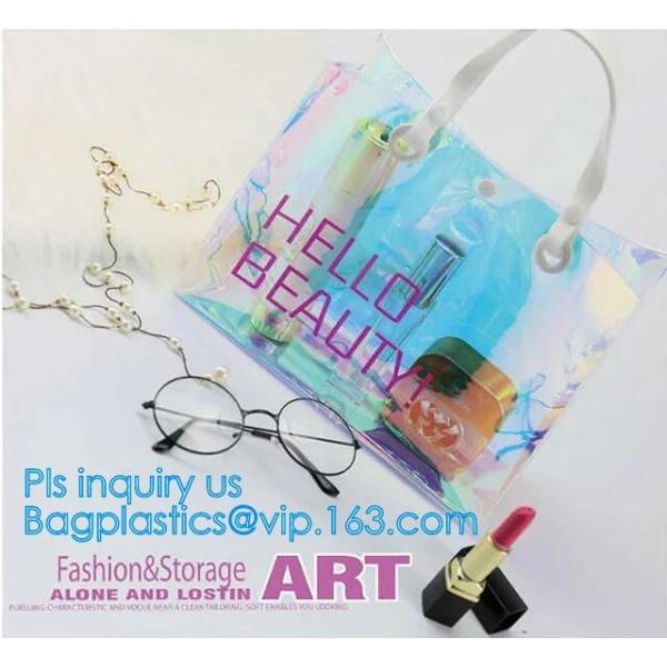 Summer Beach Bag Clear PVC Shoulder Bag new style, Fashion transparent jelly iridescent manufacturer clear shoulder purs