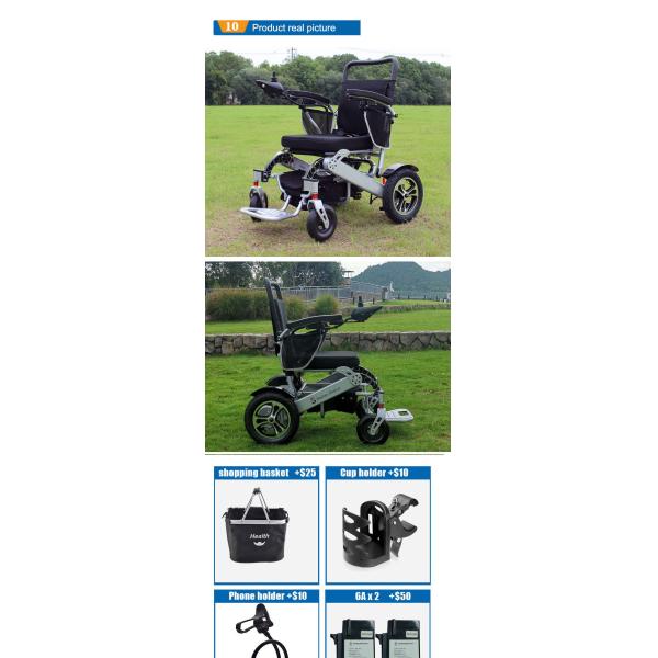 Portable Lightweight Foldable Electric Wheelchair Aluminum Alloy For Disabled