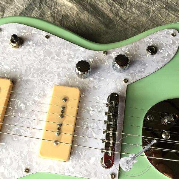 Customized Quality Electric Guitar in Light Green Color with White Hardware