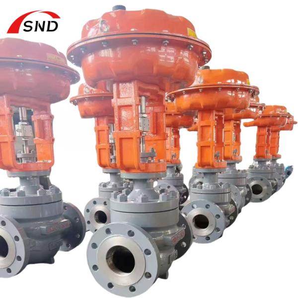 Close-up view of pneumatic control valve components