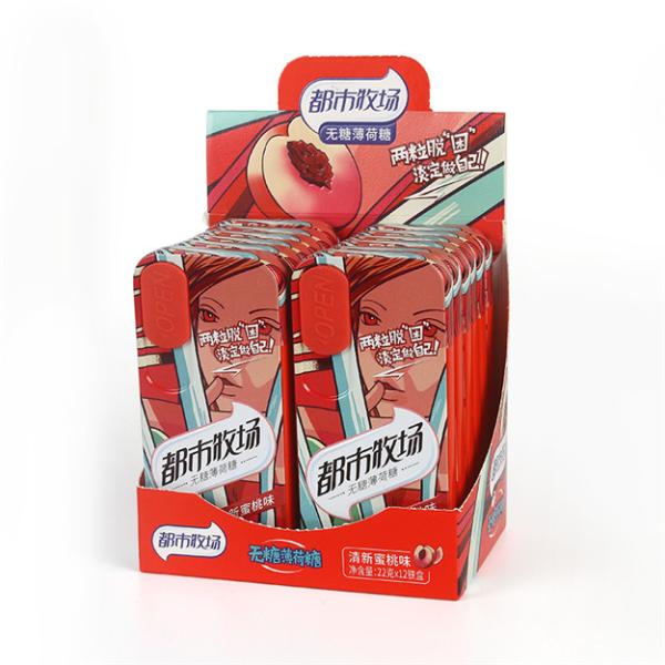 Tin Package Mints Candies Peach Taste Sugar Free Mint Candy Lemon Flavor