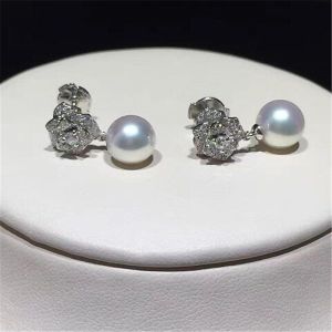 China Piaget full diamonds of rose pearl earrings 18kt gold with white gold or yellow gold or pink gold wholesale