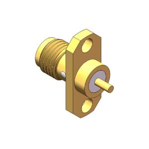 Buy cheap Flange Mount RF Coaxial Connector Female 4 Holes Gold Plated Brass 50Ω Impedance from wholesalers