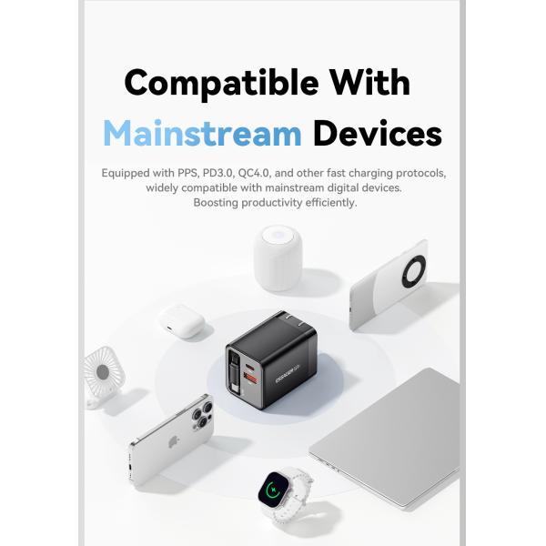 ESSAGER ES-CD49 Series 2 Ports 65W GaN Charger USB Wall Adapter Private Mold and Rated Power 100V-240V AC