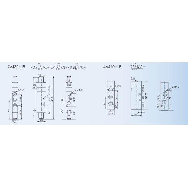 Black Body Pneumatic Solenoid Valve 4V Series Single Coil 3 / 2 Way White Light Indicator