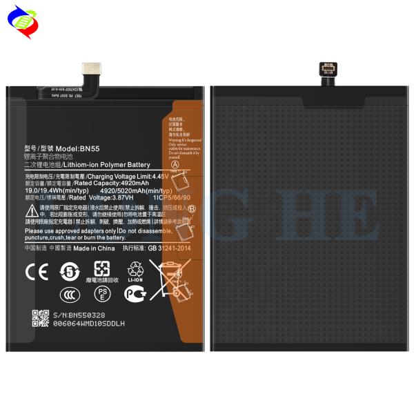 Black BN55 Lithium-ion Polymer Battery for Redmi NOTE 9S 5020mah 3.87V ODM/OEM