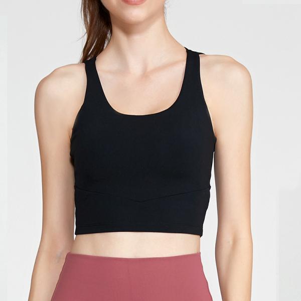 Solid Longline Medium Impact Sports Bra OEM Available Crossback Shockproof