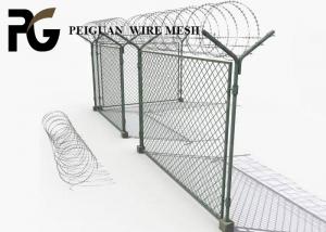 China Electric Galvanized Airport Security Fencing , Rust Proof Fence With Barbed Wire on sale
