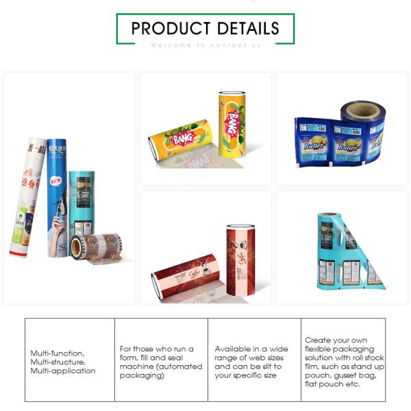 OEM Food Grade Clear Plastic Laminated Film Roll Packaging 180 Mic