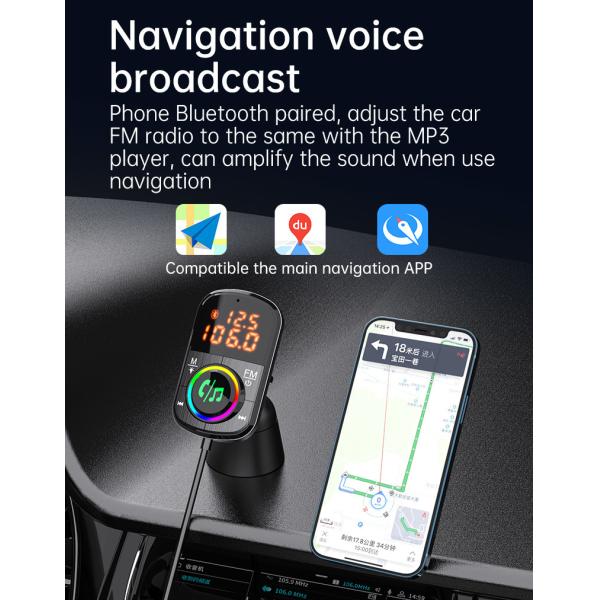 Car Air Vent Mount Bluetooth FM Transmitter PD QC USB Charger