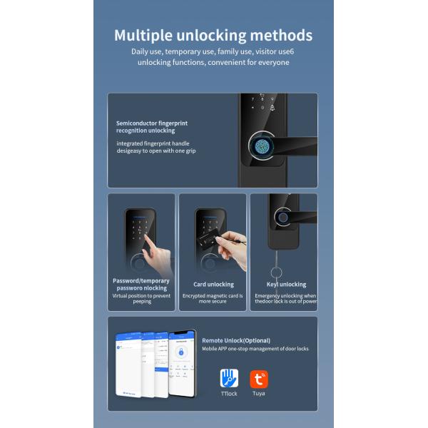 S810 Inteligent Fingerprint Lock Wifi Keys Simple Door Lock Tuya Fingerprint TTlock Smart Home Door Lock