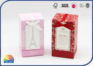 China Rigid Handmade Paper Gift Box With Bow Ribbon Shimmering Powder on sale