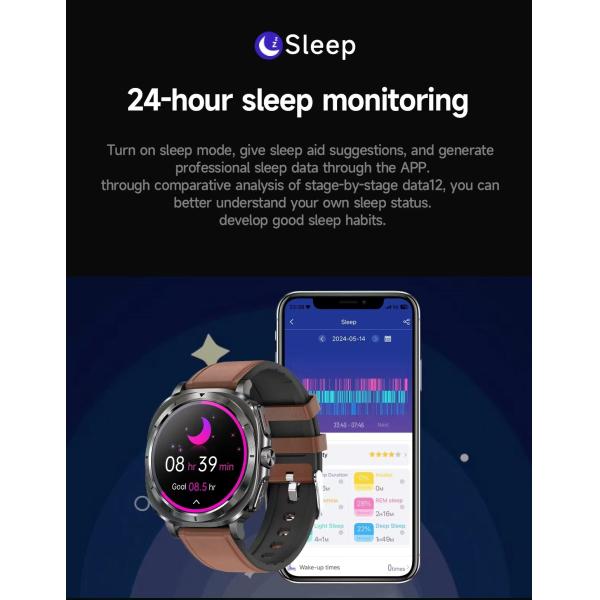 ET492 Blood Pressure Blood Oxygen Smart Watch With Emergency SOS