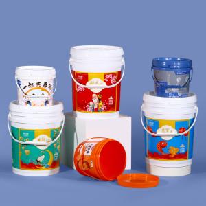 100% Material Colorful Round Plastic Pail Jar with Lid and Handle Supplied