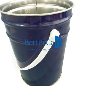 China Bucket 5 Gallon White Tin Pail 5 Liter Tin Pail With Lock Ring Rubber Gasket on sale