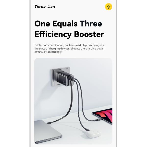 ESSAGER ES-CD49 Series 2 Ports 65W GaN Charger USB Wall Adapter Private Mold and Rated Power 100V-240V AC