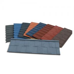 China Colorful Weather Rustproof Shingle Tile Roofing Materials Aluzinc Stone Coated Metal Roofing Tiles wholesale