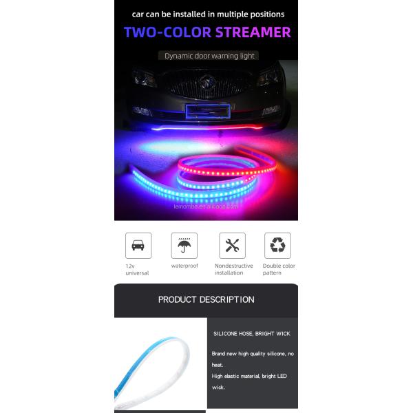 Warning Brake Turn Signal Car Headlight Led Tube Strip 5W 12VDC