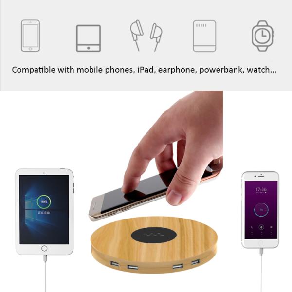 Multi Usb Portswooden Phone Charger , Wireless Cell Phone Charger For Iphone Output Full 48w