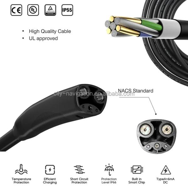 Tesla EV Charge 2000V Charger -30°C 50°C Withstand voltage 2000V 40A 48A NACS for Your