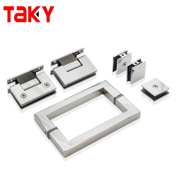 Square Handle Glass Clamp Kit Sturdy Stainless Steel Hinge for Frameless Shower Door