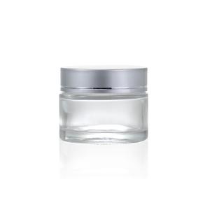 Clear 20ml 50ml Glass Cosmetic Cream Jar With Silver Cap