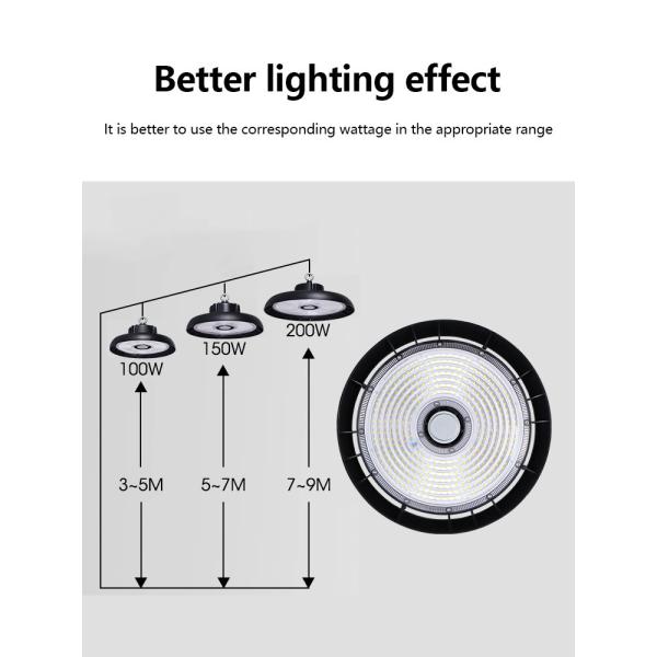 High Bay LED Light Factory Price 160lm/w LED Workshop IP65 Power Adjustable UFO LED High Bay Light