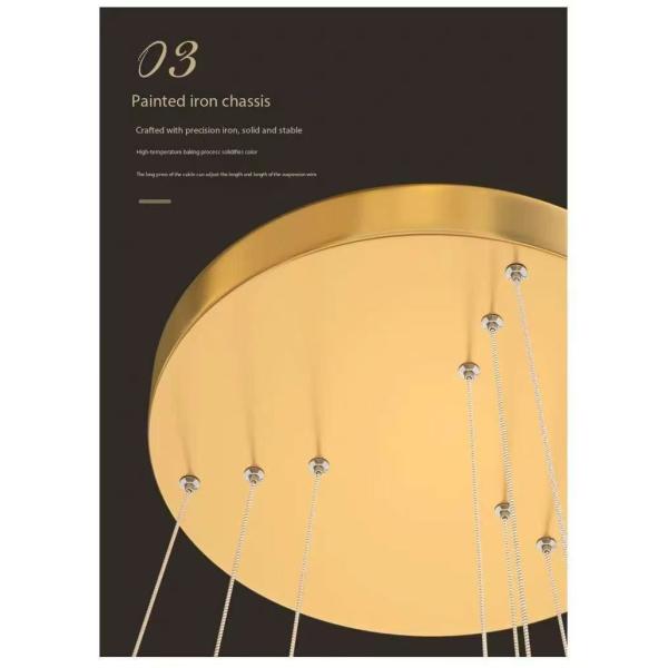 Gold Shell Aluminum LED Round Ring Light 5-rings Hanging Ceiling Light for Hotel Villa