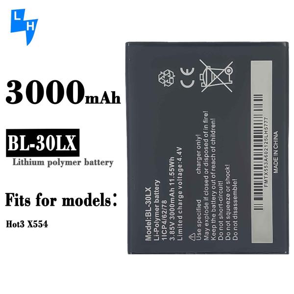 Stock BL-30LX Coding 3000mAh HOT3 HOT3 LITE X553 Mobile Phone Battery for Infinix X554