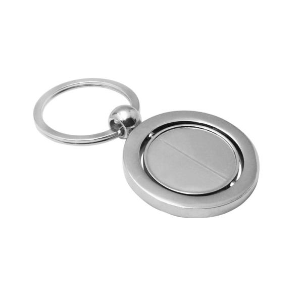 Custom Promotional Rotating Blank Metal Car Keyring Round Shape Zinc Alloy Keychain