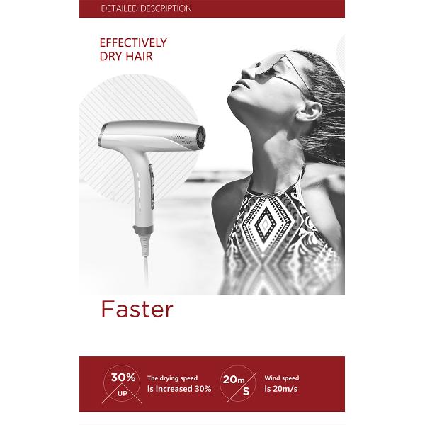 Styling Travel Hair Dryer 110000r/min , Professional Salon Hair Dryer Portable