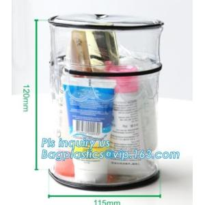 Stationery School PVC Pencil Bag, Barrel shaped travel cosmetic bag clear