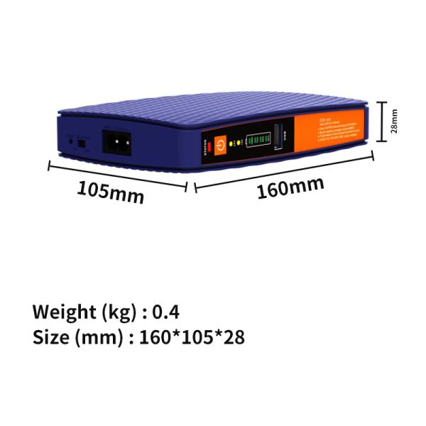 Single Phase 8000mAh Mini DC UPS POE 9V 12V 5V 24V LIFEP04 18W Backup Power Battery