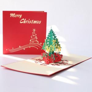 China Offset Printing 3D Pop Up Greeting Cards Christmas 15cm×15cm×10.7cm Size wholesale