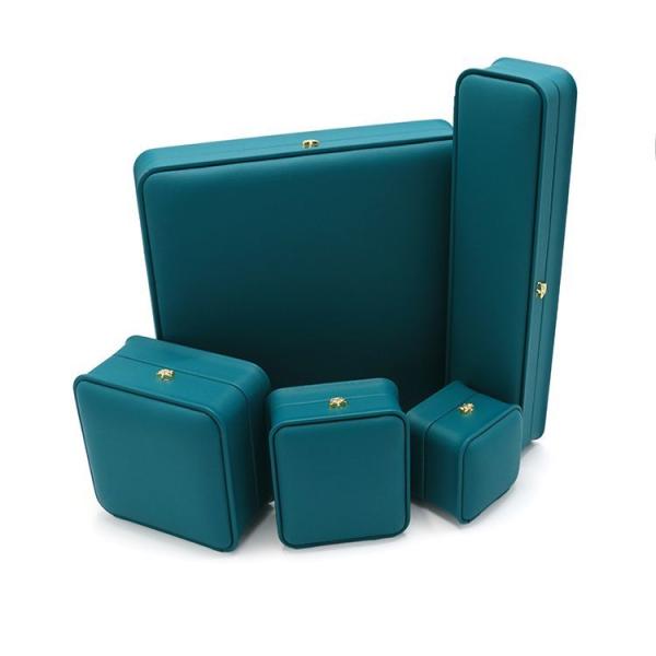 Premium Custom Logo Cardboard Genuine PU Leather Square Ring Bracelet Watch Gift Packing Jewelry Jewellery Set Packaging Display Box with EVA Foam Insert