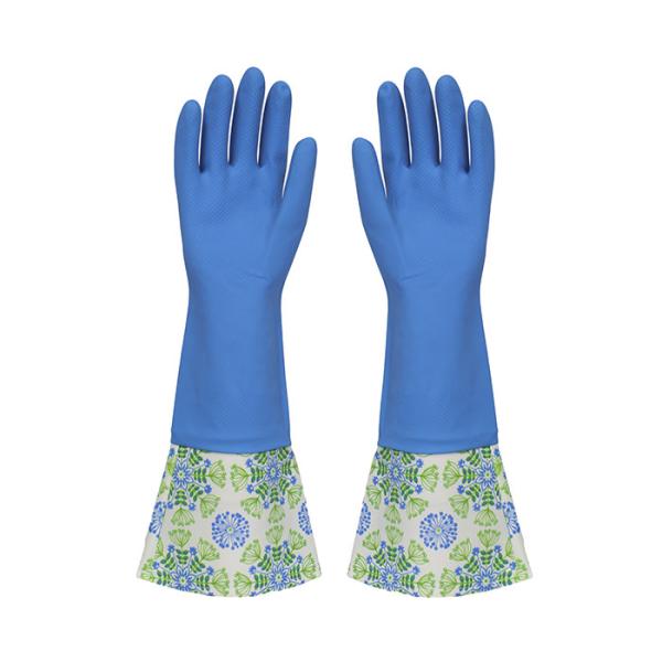Quality Flocklined Extra Long Sleeve Rubber Gloves Natural Latex Durable Waterproof for sale