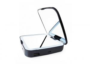 China USB Charging Mirror Power Bank Double Side Folding Lighted Vanity Makeup Mirror With 5X Magnifacation wholesale