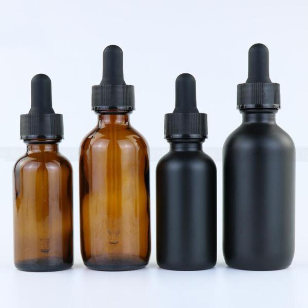 Round Glass Bottle Alu Dropper Essential Oil Bottle with Box Customize Luxury Oil Push Button Flat Shoulder 20ml 30ml 50ml