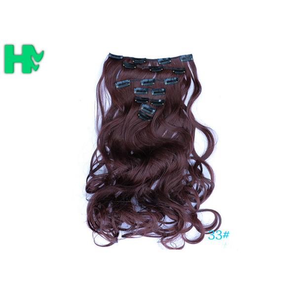Black Curly Synthetic Clip In Hair Extensions Human Hair Wefts