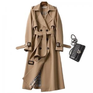 China Elegant Light Fashion Puffer Down Coat Belted Overcoat Women Trench Coat on sale