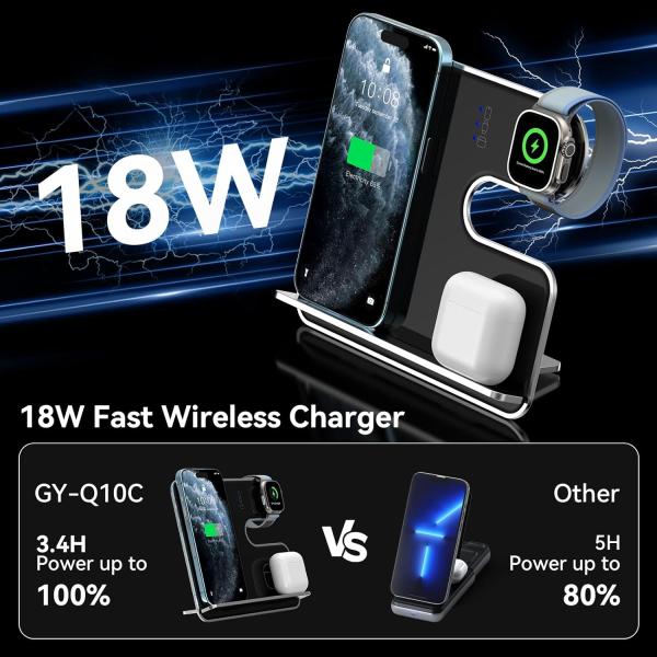 All Metal 3 In 1 Wireless Charger 18W High Power Quick Heat Dissipation