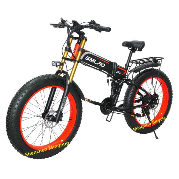 1kw Motor Folding Fat Tyre Electric Bike , ODM Electric Assist Mountain Bike