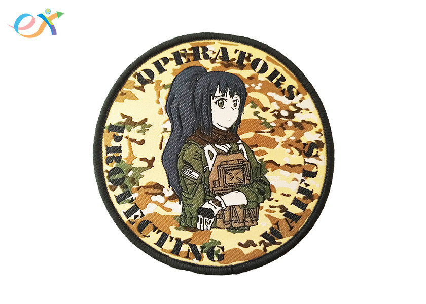 China Polyester Cartoon Iron On Woven Patch , Custom Logo Embroidery Patches wholesale