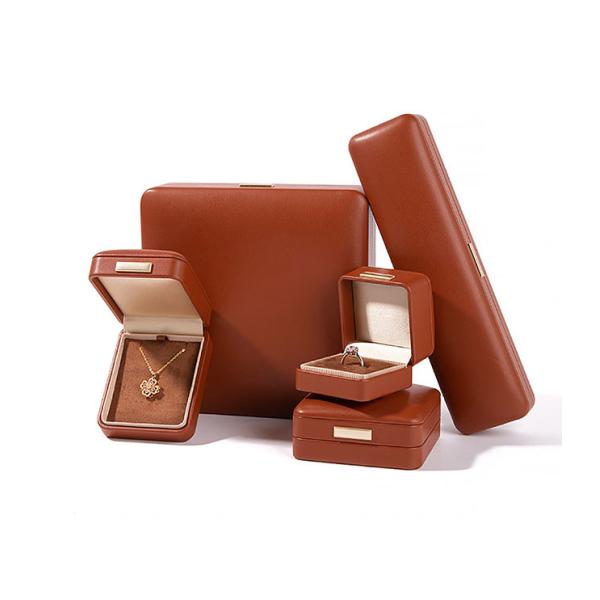 Brown PU Leather Jewelry Packaging box Elegant Jewelry Storage Gift Box