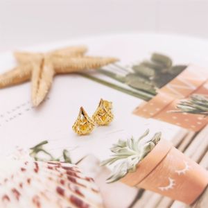 China Modern 18K Gold Plumeria Stud Earringsd wholesale